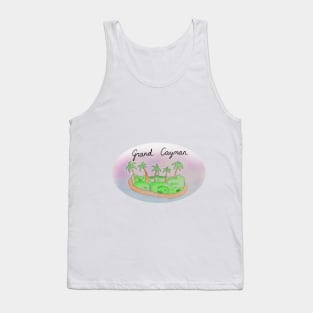 Grand Cayman watercolor Island travel, beach, sea and palm trees. Holidays and vacation, summer and relaxation Tank Top